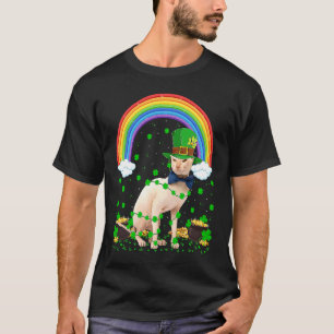 Camiseta Arcoíris Trébol Irlandés Gato Sphynx Día de San Pa