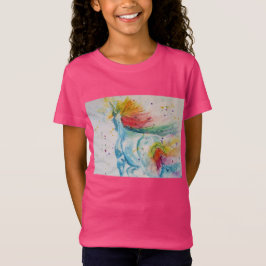 Camiseta Arcoiris Unicornio Chicas de acuarela singulares e