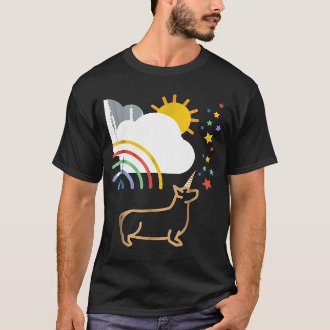 Camiseta Arcoiris Unicornio Corgi Dog Tee (Anverso)
