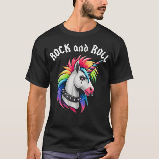 Camiseta Arcoíris Unicornio Emo Goth Rock And Roll