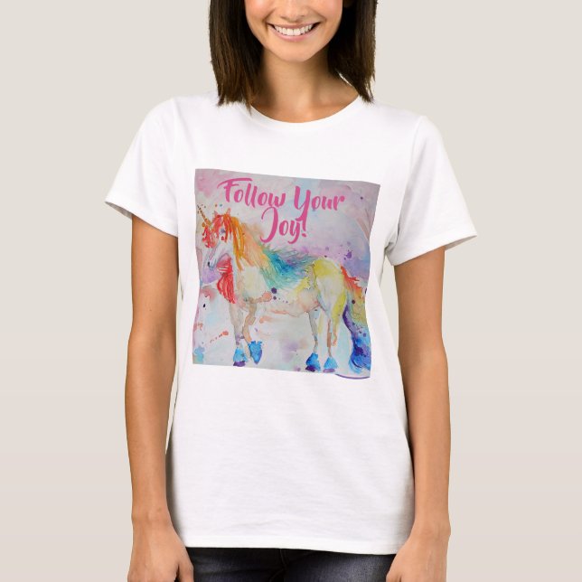 Camiseta Arcoiris Unicornio Pink Womens T Shirt (Anverso)