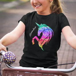 Camiseta Arcoiris unicornio purpurina con nombre