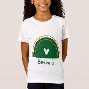 Camiseta Arcoiris verde Heart Boho con nombre personalizado