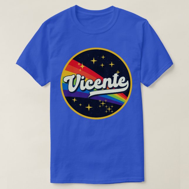 Camiseta Arcoiris Vicente al Estilo de Vintage Espacial (Diseño del anverso)