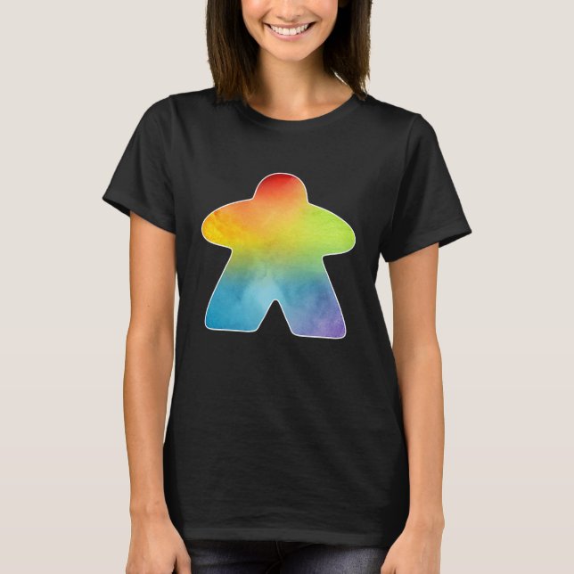 Camiseta Arcoiris Watercolor Meeple (Anverso)