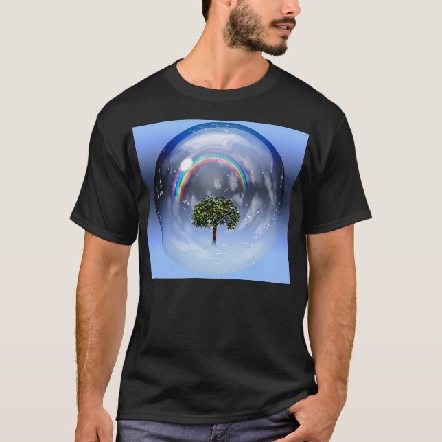 Camiseta Arcoiris y árbol verde (Anverso)