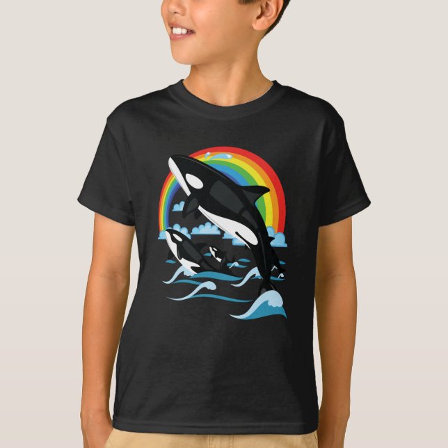 Camiseta Arcoiris y orca asesina ballena (Anverso)