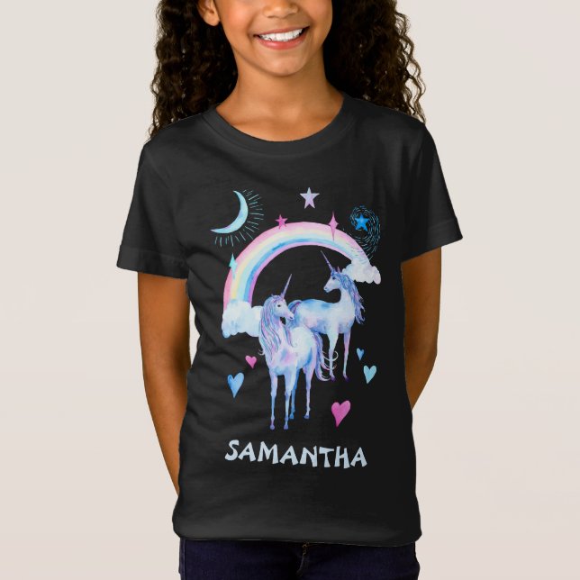 Camiseta Arcoiris y personalizado de unicornios (Anverso)
