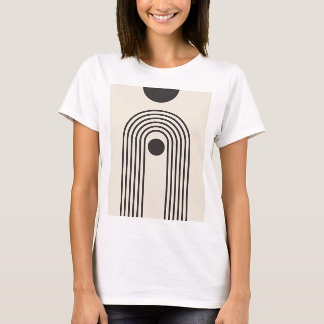 Camiseta Arcoiris y Sol, Arte Geométrico Abstracto Boho (Anverso)