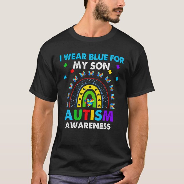 Camiseta Arcoiris Yo Uso Azul Para Concienciar Sobre El Aut (Anverso)