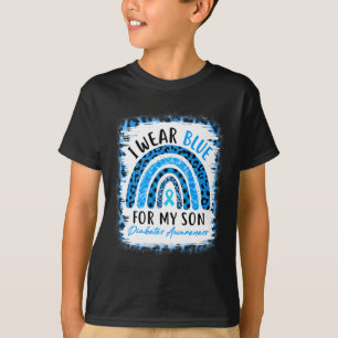 Camiseta Arcoiris Yo Uso Cinta Azul Para Mi Hijo Diabetes T