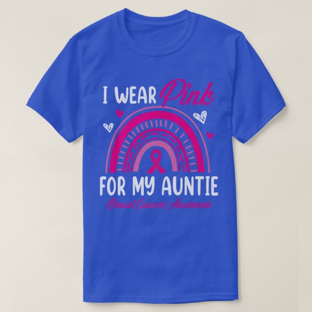 Camiseta Arcoiris Yo Uso Rosa Para Mi Tía De Cáncer De Mama (Diseño del anverso)