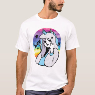 Camiseta Arcos de lluvia - Chica de Anime Unicorn - Otaku
