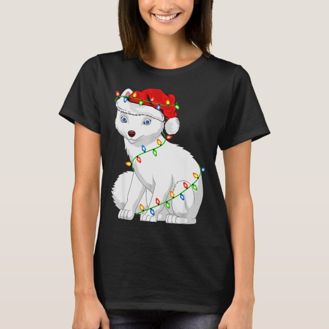 Camiseta Arctic Fox Animal Lover Xmas Santa Hat Arctic Fox  (Anverso)