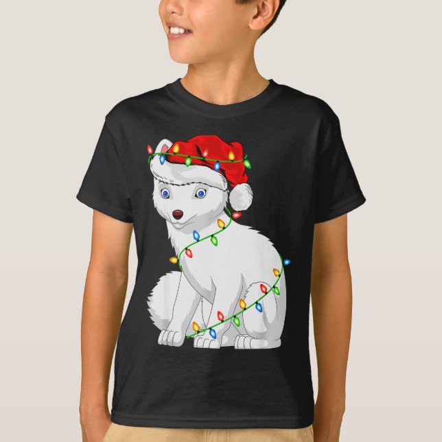 Camiseta Arctic Fox Animal Lover Xmas Santa Hat Arctic Fox  (Anverso)