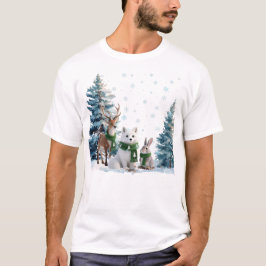 Camiseta Arctic Fox Moose and Hare Winter Wildlife Trio