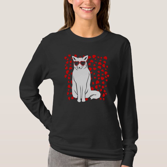 Camiseta Arctic Snow Fox Heart Glasses Valentines Day Anima (Anverso)