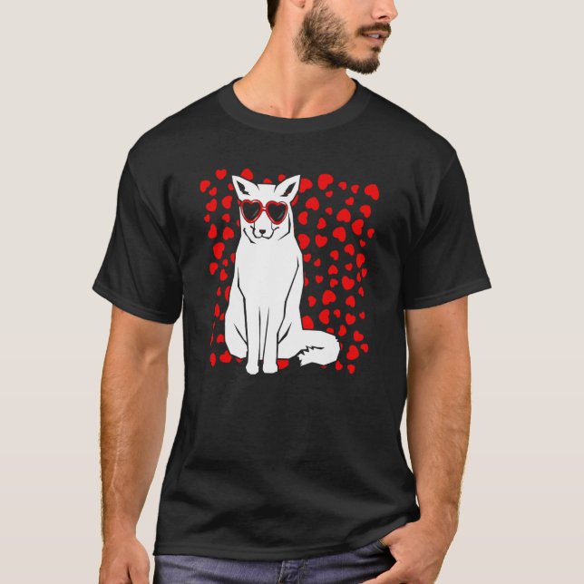 Camiseta Arctic Snow Fox Heart Glasses Valentines Day Anima (Anverso)