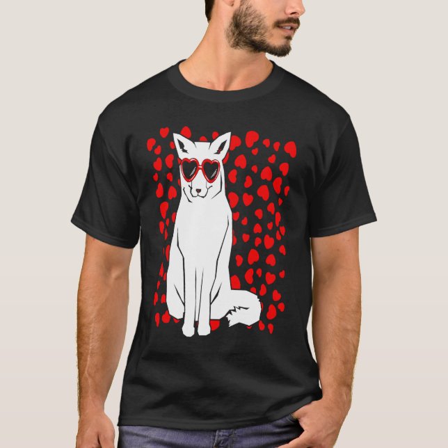Camiseta Arctic Snow Fox Heart Glasses Valentines Day Anima (Anverso)