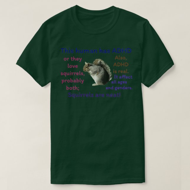 Camiseta ardilla 1 del TDAH (Diseño del anverso)