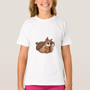 Camiseta Ardilla Abrazando una Bellota Gigante Niños