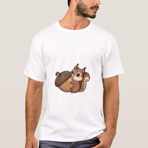 Camiseta Ardilla Adorable Abrazando Bellota Gigante