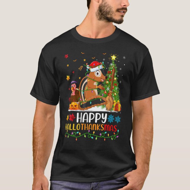 Camiseta Ardilla Animada   Feliz Ardilla Hellothanksmas (Anverso)