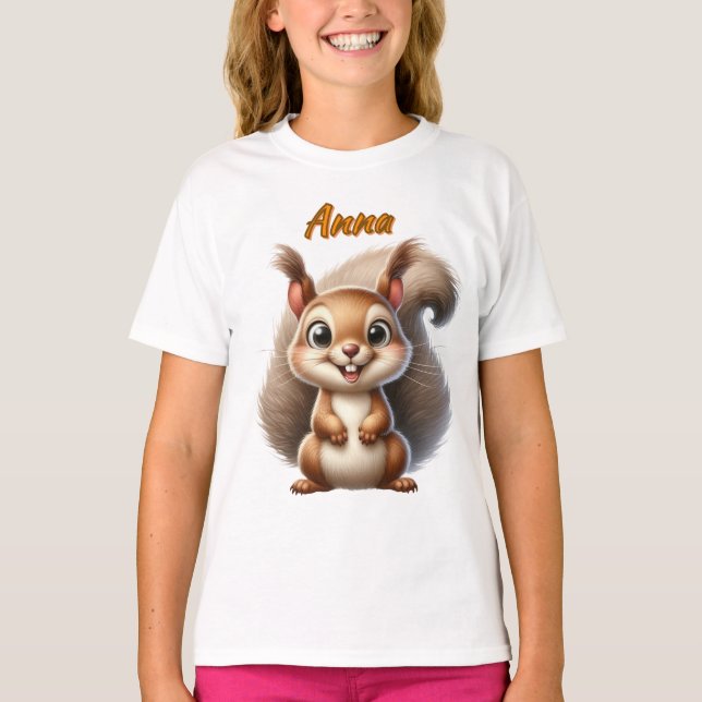 Camiseta Ardilla Bebé Alegre - Personalizable para Niños (Anverso)