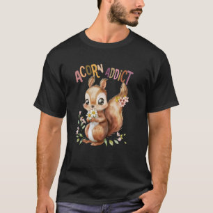 Camiseta ardilla con flores lindo adicto a la bellota chipm