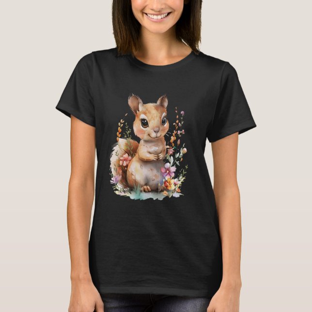 Camiseta ardilla con flores lindo chipmunk ardilla anim (Anverso)