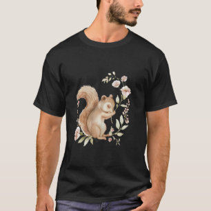 Camiseta ardilla con flores lindo chipmunk ardilla anim