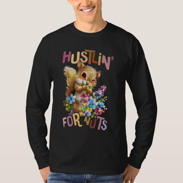Camiseta ardilla con flores lindo chipmunk hustlin' para n (Anverso)