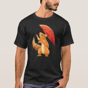 Camiseta Ardilla con paraguas en la lluvia Hombres Mujeres