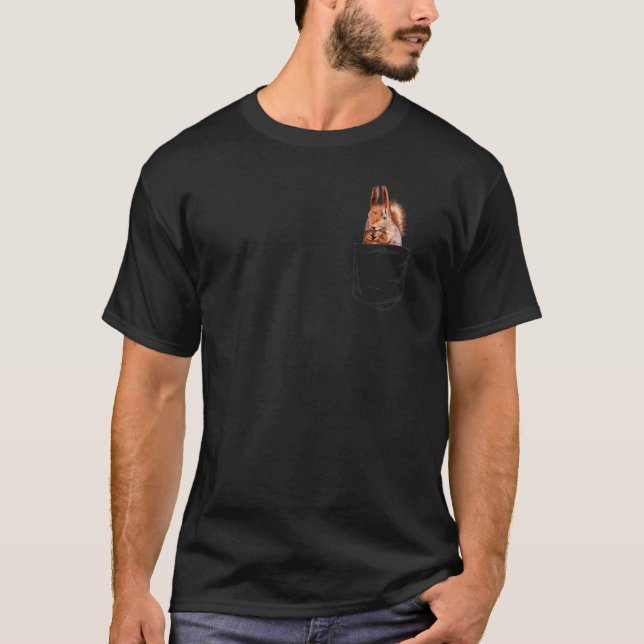 Camiseta Ardilla Cuta En El Bolsillo Hombres (Anverso)