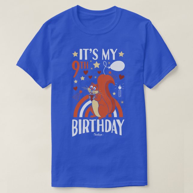 Camiseta Ardilla de cumpleaños número 9 (Diseño del anverso)