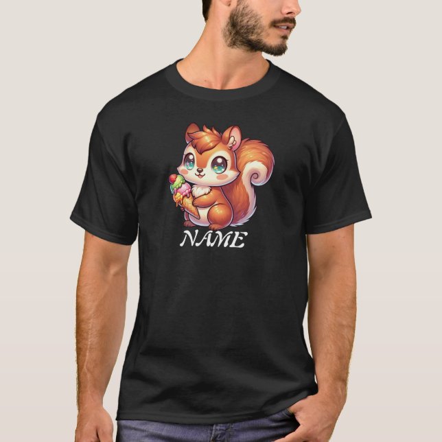 Camiseta Ardilla de Cute con cono de helado (Anverso)