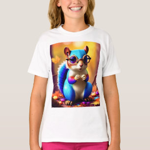 Camiseta Ardilla de desenfoque suave con gafas