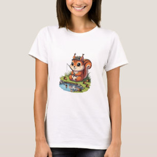 Camiseta Ardilla de dibujos animados linda con sombrero pes