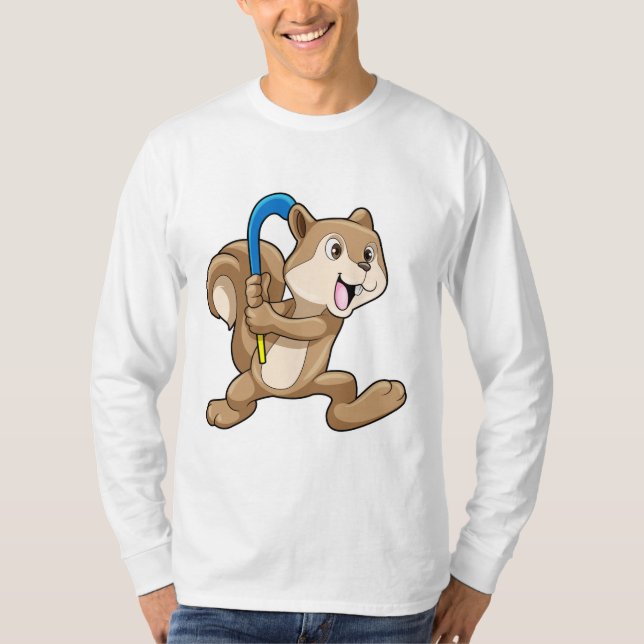 Camiseta Ardilla de hockey sobre hierba con palo (Anverso)