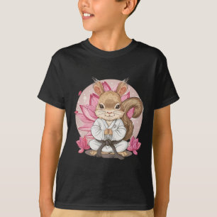 Camiseta Ardilla de Karate Mono Lindo Flor de Loto Kung Fu