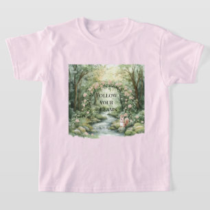 Camiseta Ardilla del bosque floral rosa