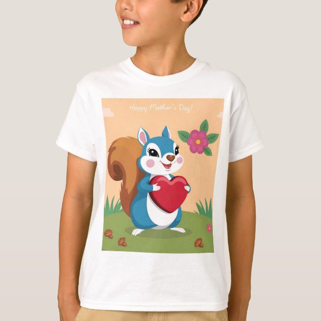Camiseta ardilla del día de la madre con corazón (Anverso)