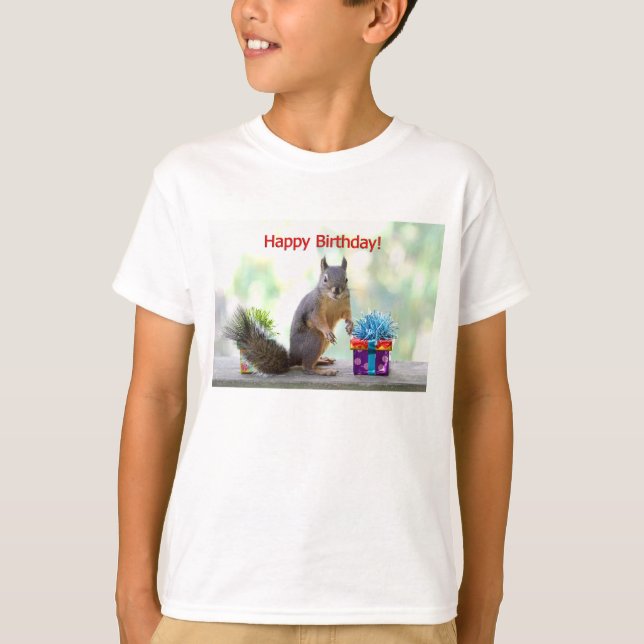 Camiseta Ardilla del feliz cumpleaños (Anverso)