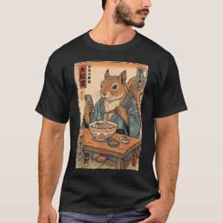 Camiseta Ardilla Divertida Comiendo Ramen Retro