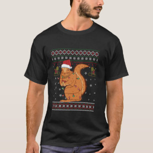 Camiseta Ardilla divertida de Navidad Árbol de luz Santa Ha