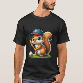 Camiseta Ardilla divertida jugando béisbol catcher niños ni
