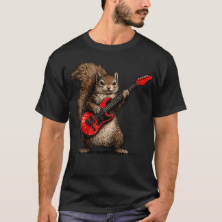 Camiseta Ardilla Divertida Tocando Rock De Guitarra Y