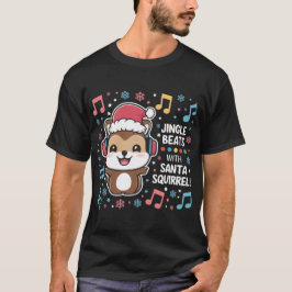 Camiseta Ardilla en auriculares y Santa Hat - Golpe de jing