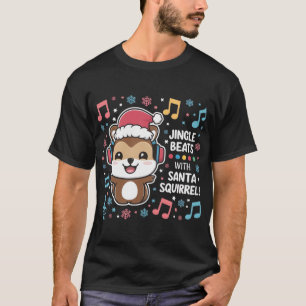 Camiseta Ardilla en auriculares y Santa Hat - Golpe de jing