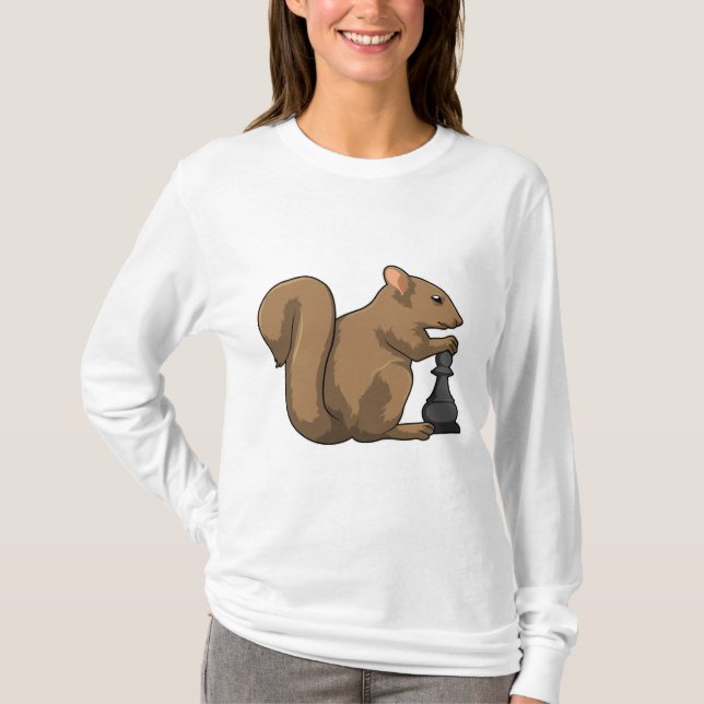 Camiseta ardilla en el ajedrez con pieza de ajedrez Bishop (Anverso)